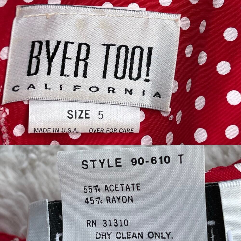 SOLD Vintage 90s red polka dot print midi maxi dress corset tie back Paris chic - Picture 4 of 16